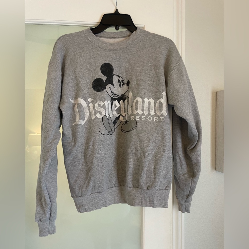Disneyland Resort Mickey Mouse Crewneck Pullover Sweatshirt Adult S Gray Hanes.